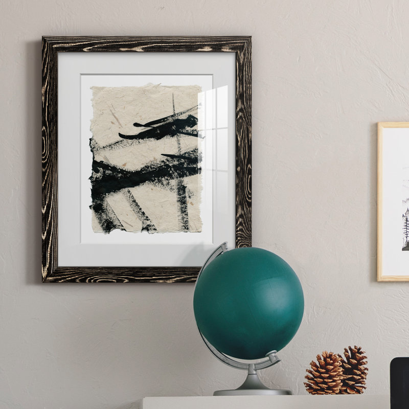 Lignes croisées II - peinture encadrée, Papier encadré noir, H 20 po x l 17 po x P 1,5 po