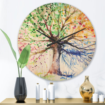 Arbre quatre saisons - Horloge murale moderne en bois