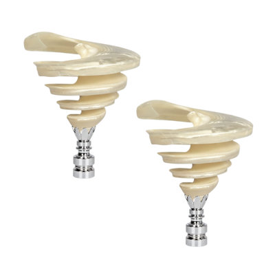 Royal Designs, Inc. F-5105SL-2 Natural Twisted Cut Seashell Lamp Finial, White Shell, Polished Silver Base, 2-Pack