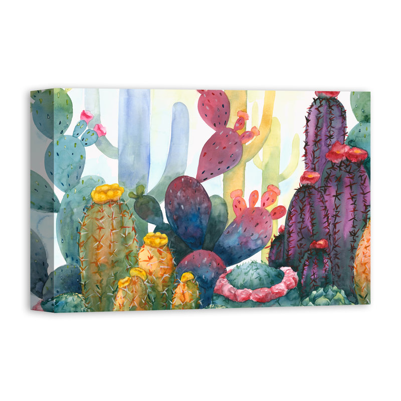 « color fleuriing cactus », reproduction sur toile tendue, H 12 po x l 18 po, Toile tendue