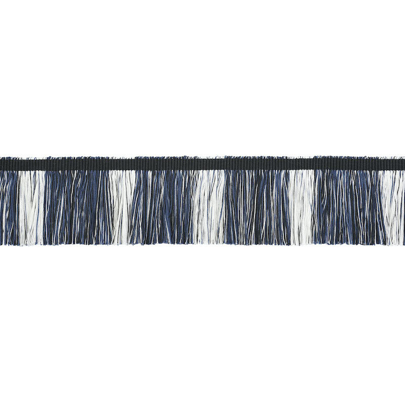 Schumacher x Stephanie Seal Brown Calcada Fringe, Blue/ Dark Blue