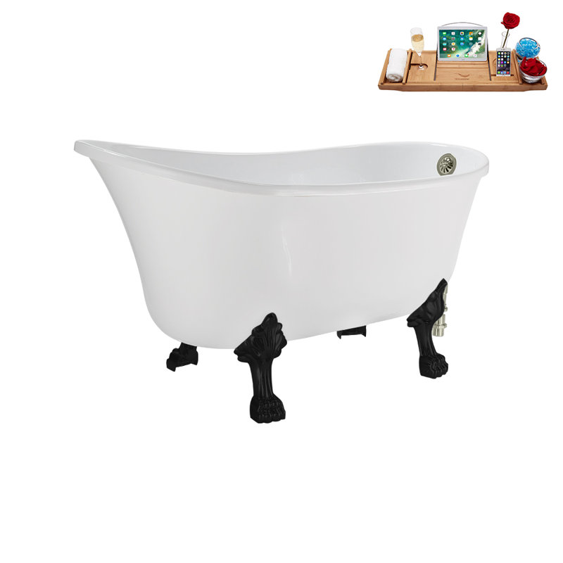 51.2'' x 25.6'' Soaking Acrylic Bathtub, Matte Black, Brushed Nickel