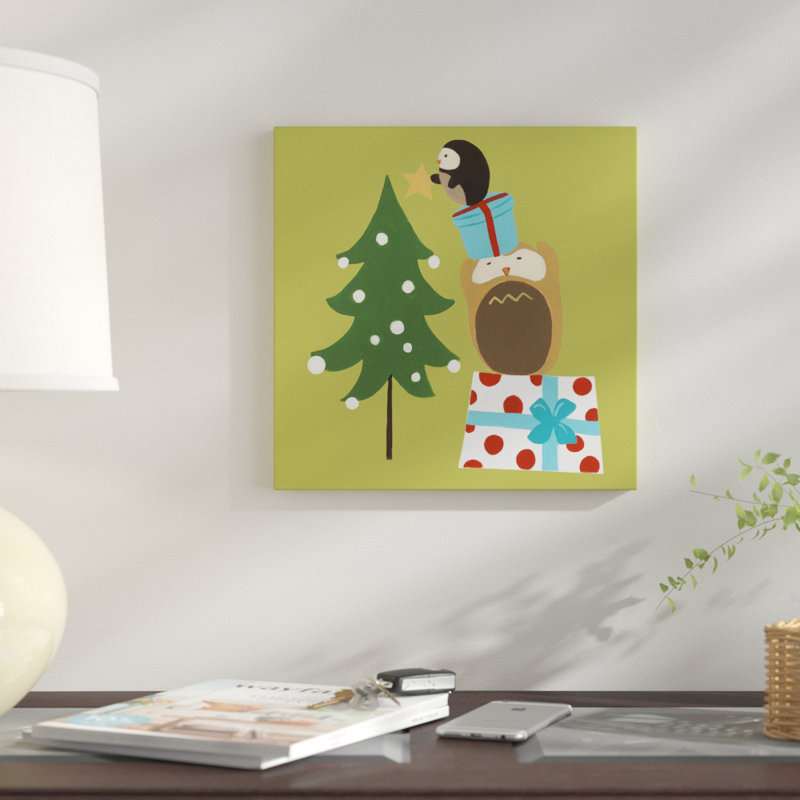 « happy owlidays vi », reproduction d’impression sur toile tendue, H 18 po x l 18 po x P 1,5 po, Toile tendue, Pas de tapis