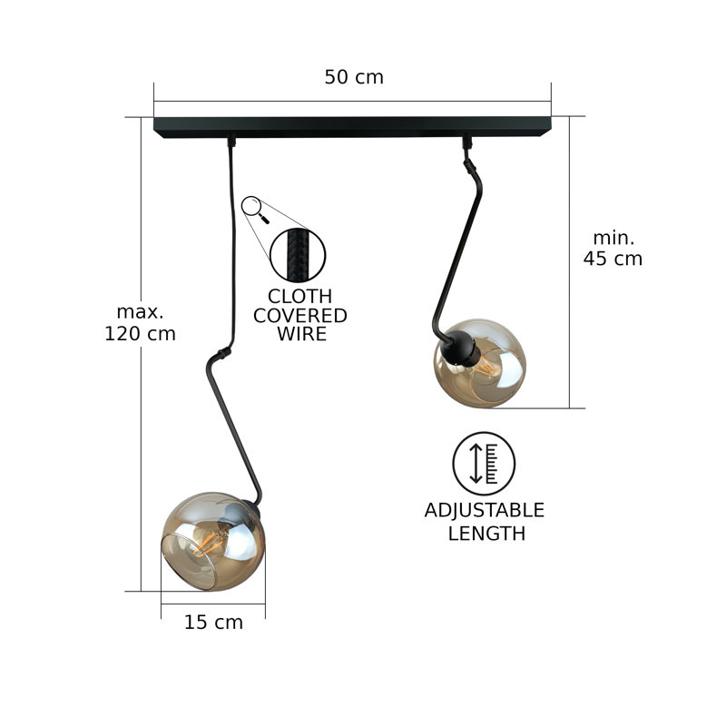 Betim - Light Matte Black Unique/Statement Pendant, Gold/Orange, 2