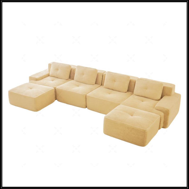 153" Modern U-Shaped Modular Sectional Sofa, Camel