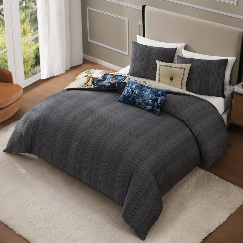 Bebejan English Manor 100% Cotton Sateen 5 Piece Reversible Comforter Set, King Comforter + 4 Additional Pieces
