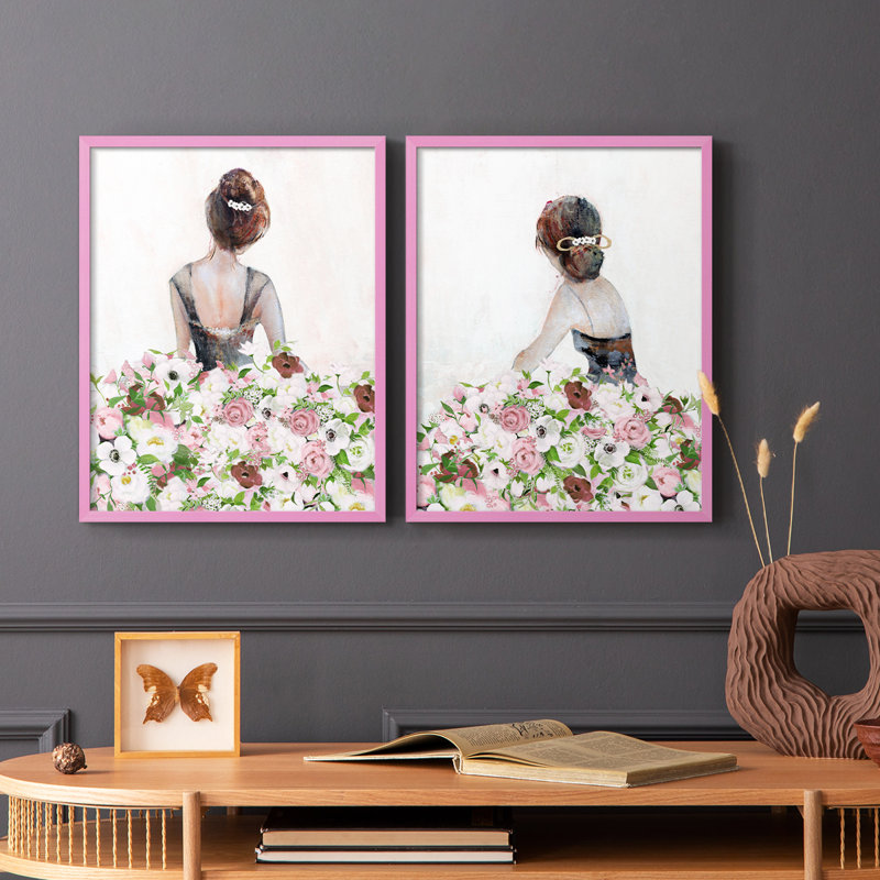 Magnifique Contemplation florale I - impression encadrée de qualité supérieure - prête à être accrochée - aucun clou requis - aucun clou requis