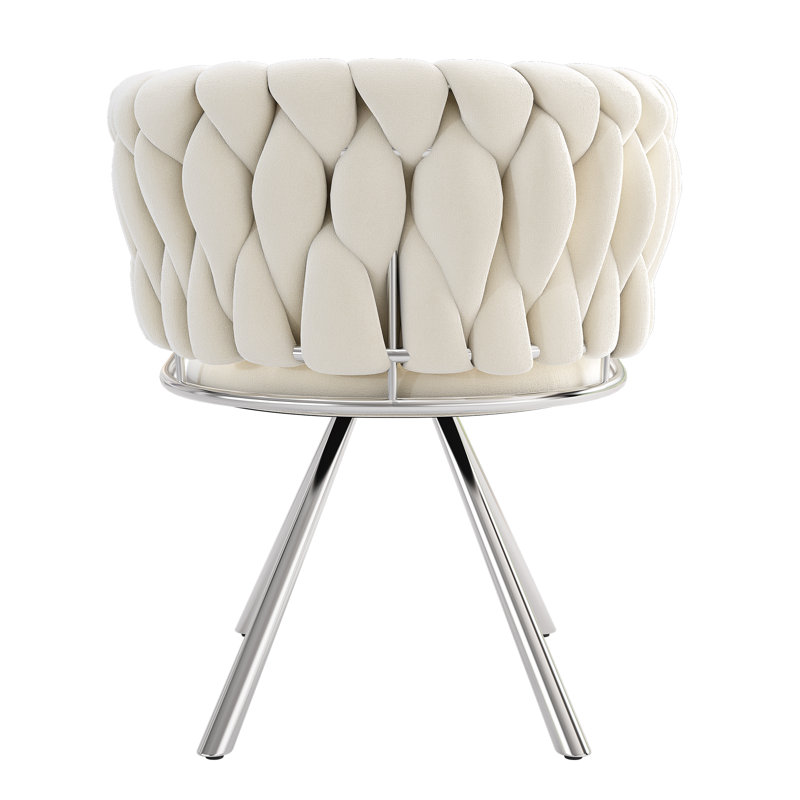 Authneil Velvet Metal Armchair, Silver, 2, Beige