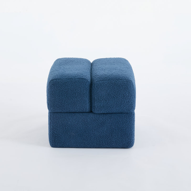 Robertas 18.5'' Wide Sherpa Ottoman, Navy