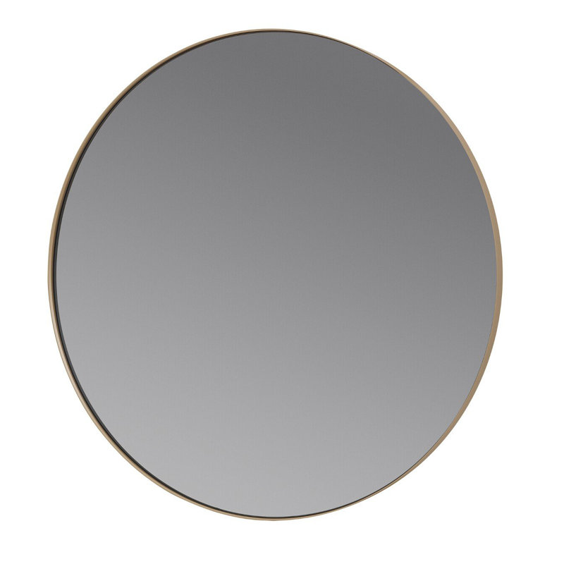 31'' Smoke Tinted Round Accent Mirror with White Steel Rim