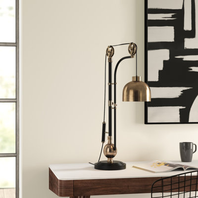 Aluminum Metal Pulley Black Table Lamp