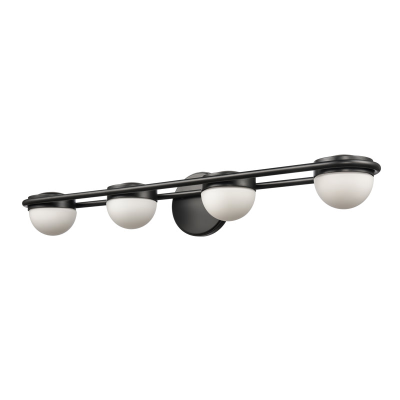 Éclairage pour salle de bain 4 lumières de 31 po de large Cinderford - noir mat, H 5 po x l 31 po x P 6 po, Quatre lumières