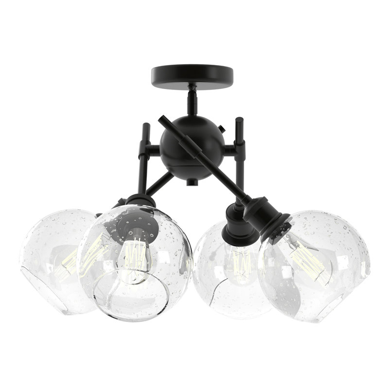 Nohan Semi Flush Mount, Seeded Glass Globe