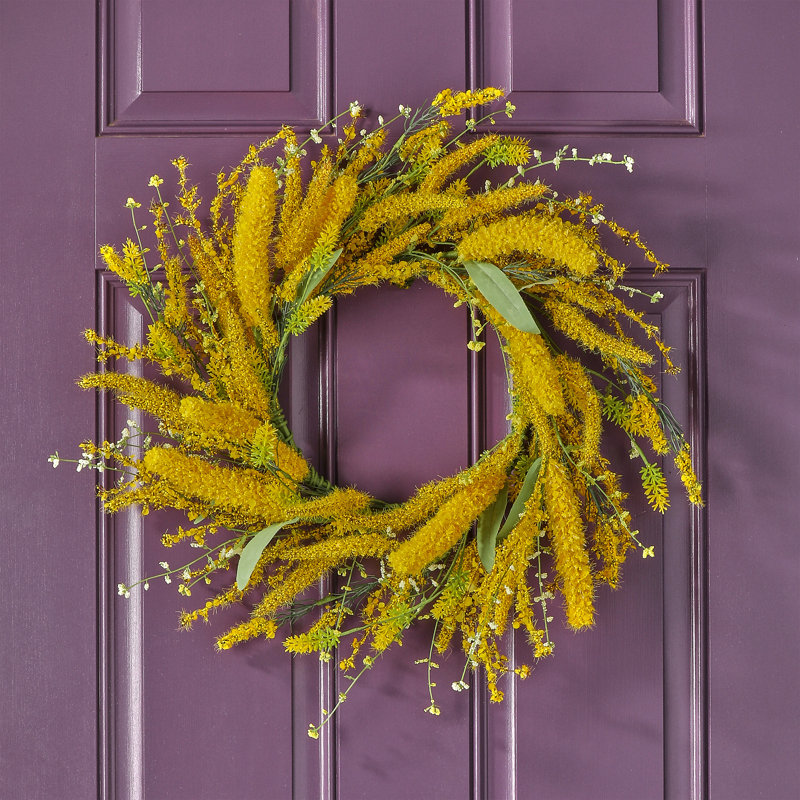 24"  Wild Lavender Wreath, Yellow Wild  Wreath