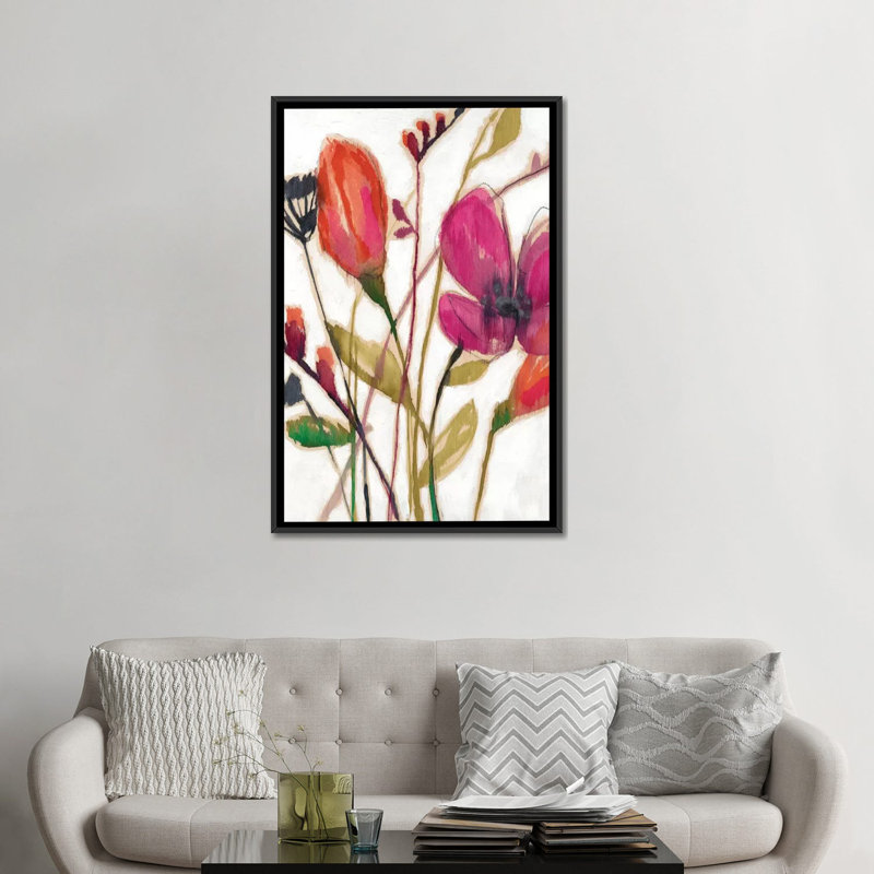 « vif arrangement i », reproduction sur toile, H 48 po x l 32 po x P 1,5 po, Toile avec cadre noir, Pas de tapis