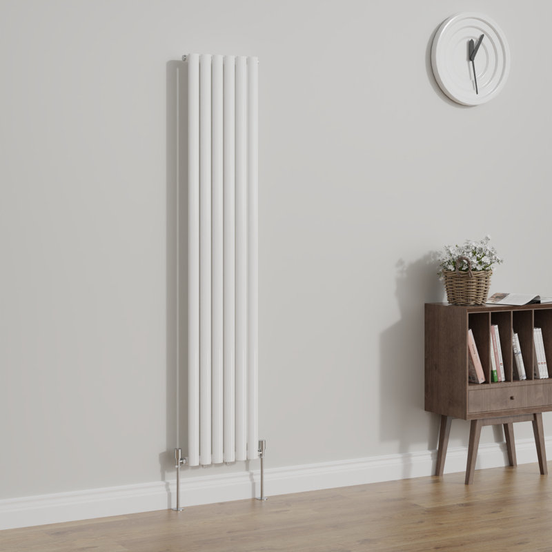 Shoshana Vertical Oval Panel Radiator, Gloss White, 60cm H x 59cm W, 2