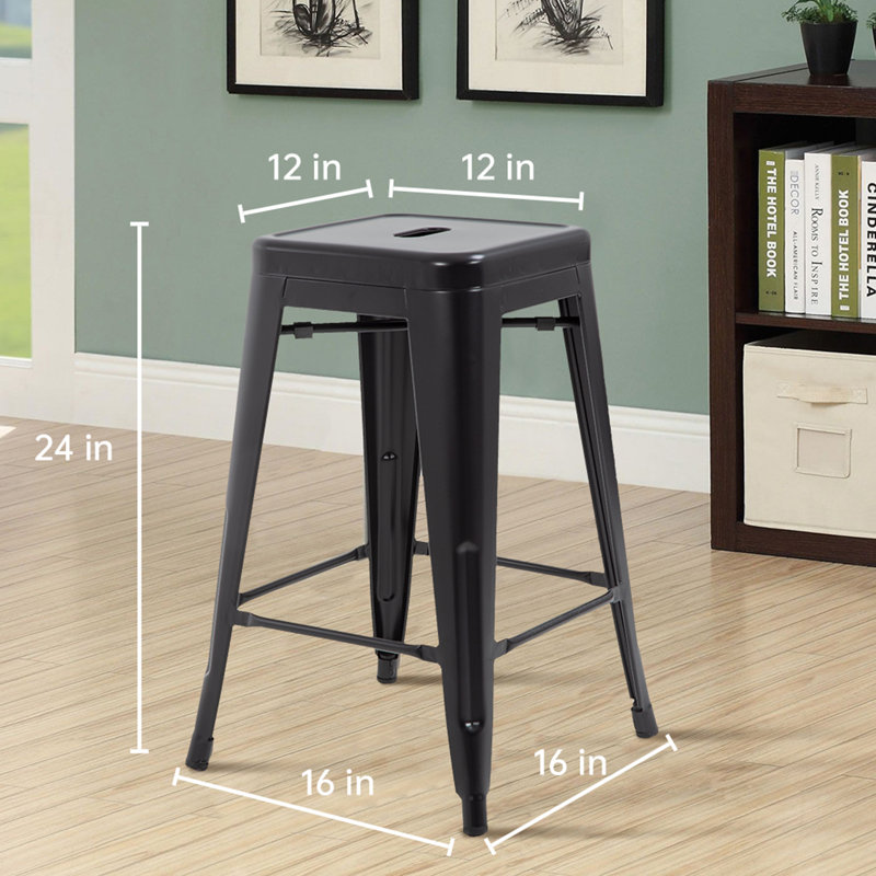 Tabouret de comptoir 24 po Cricklade, Noir, noir, noir, noir