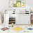 Full Size Low Loft Bed For Kids,Wood Modern Farmhouse Full Loft Bed With Slide And Drawer Storage, No Box Spring Needed