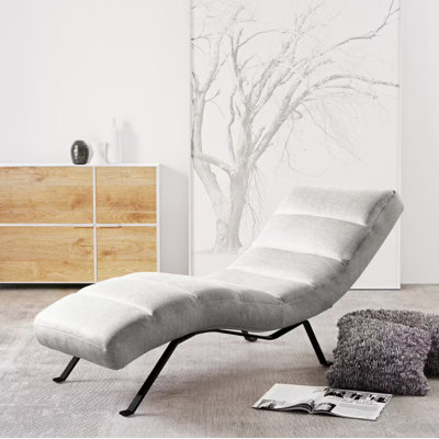Brixham Upholstered Chenille Fabric Chaise Lounge with Adjustable Back