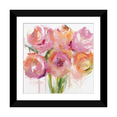 «Pink Pivoines» par Emma Bell - Estampe numérique sur toile tendue avec châssis