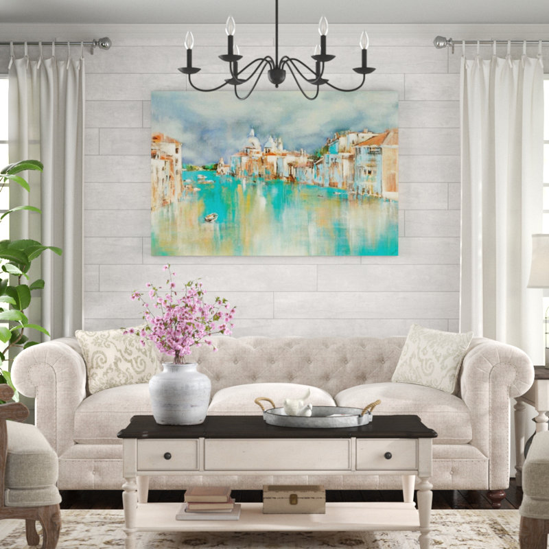 «Season in Venice» par Sydney Edmunds - impression, Image au pinceau gel, H 36 po x l 54 po x P 1,5 po