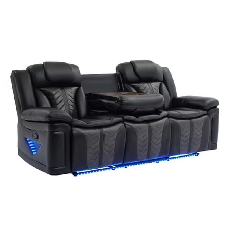 Nova 3 Piece Reclining Black Set, Black
