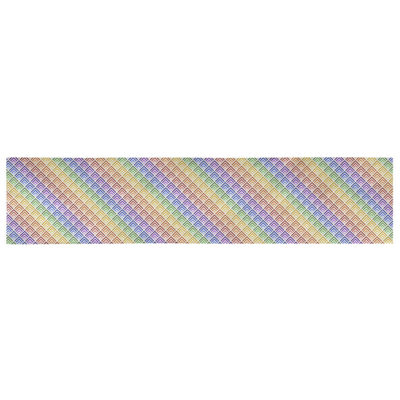 Chemin de table géométrique Avicia, 91,5 po x 17,5 po, Orange / bleu / mauve, Coton