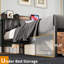 Upholstered Industrial Platform Bed With Charging Headboard & Storage Drawers-2096511289