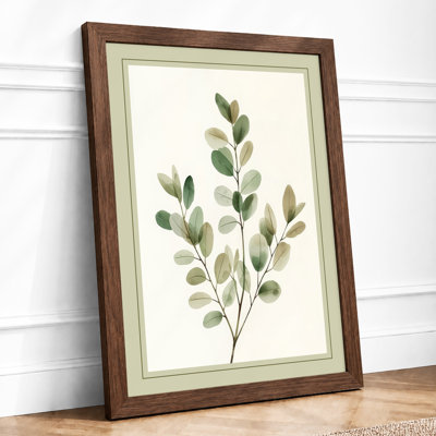 Single Stem in Sage Botanical - Framed Print