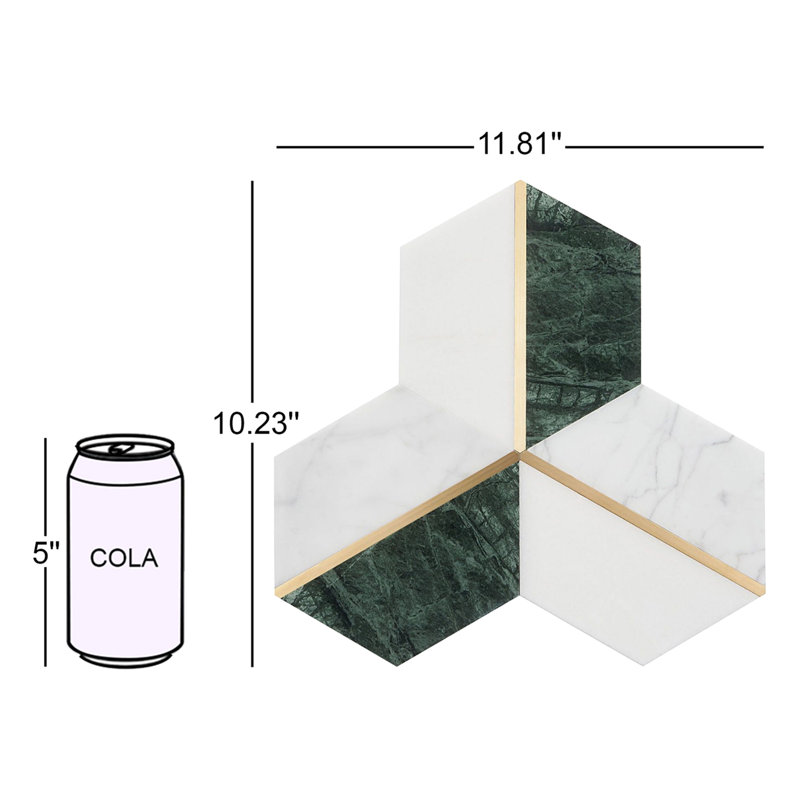 Timbira 10" x 12" Marble Mosaic Sheet Tile, Verde