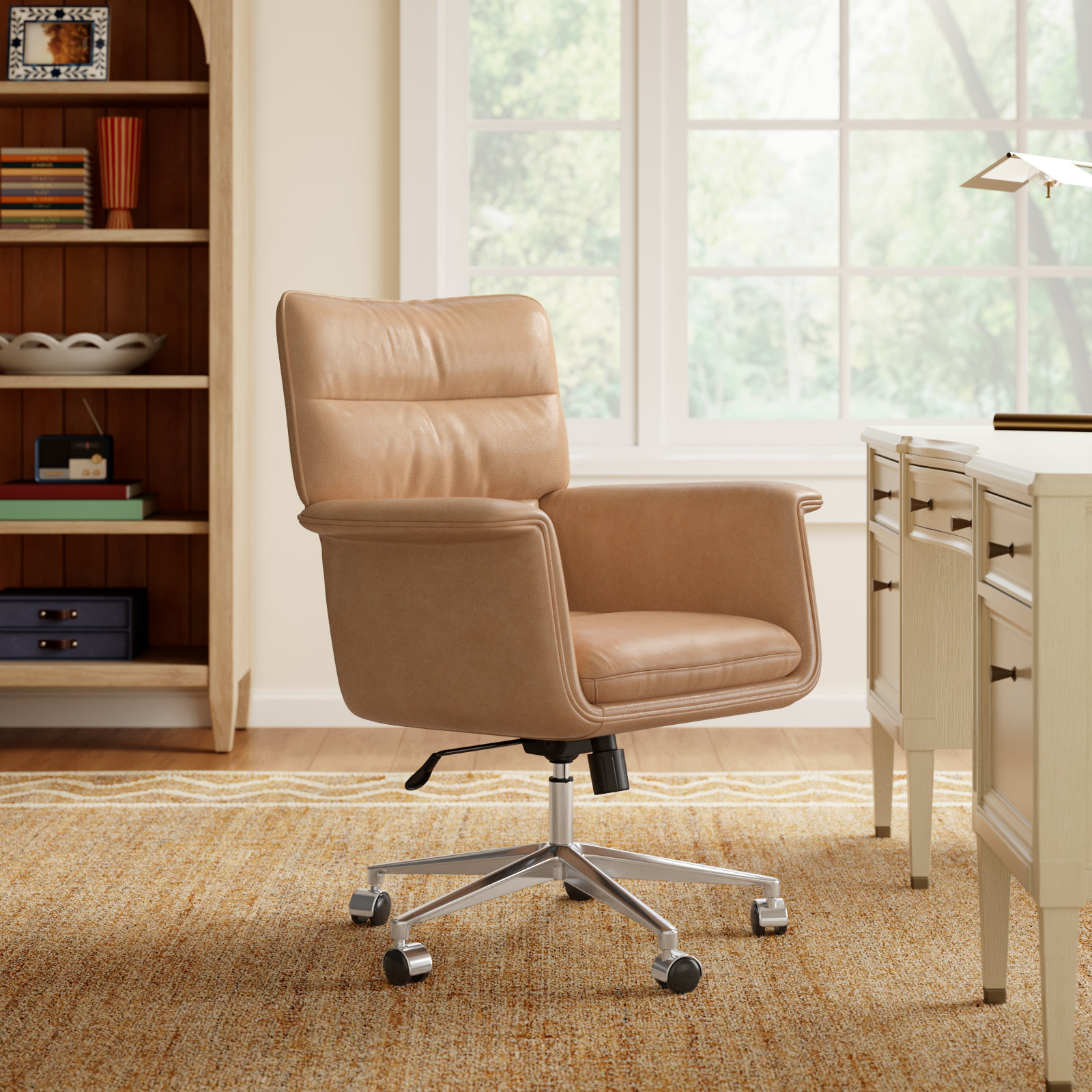 Savita Swivel Office Chair, Palermo Drift Top Grain Leather