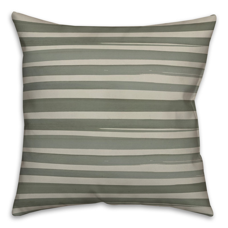 Striped Reversible Throw Pillow, Green