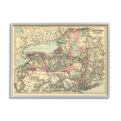 " Historic New York US State Map Vintage Cartography " by Daphne Polselli