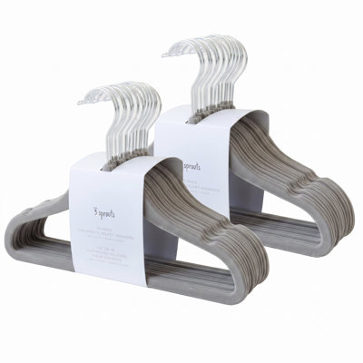 3 Sprouts Baby Velvet, Non-Slip Clothes Hangers - Pack of 30 - Dark Gray