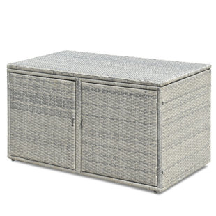 FRESCOLY 45'' W 88 Gallons Wicker Deck Box in Gray