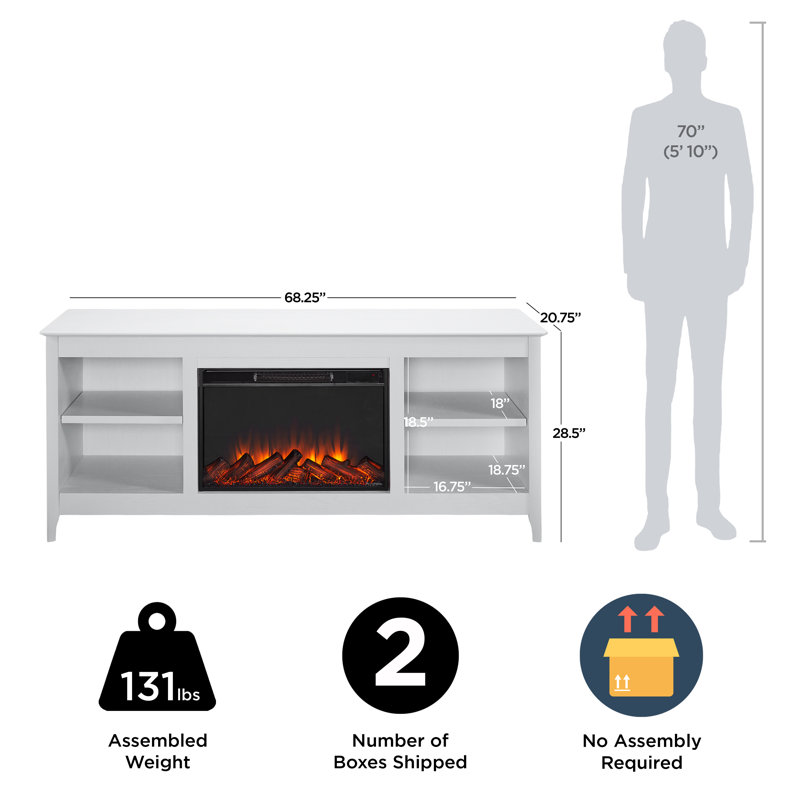 Fraley 68" Electric Fireplace TV Stand, Whitewash
