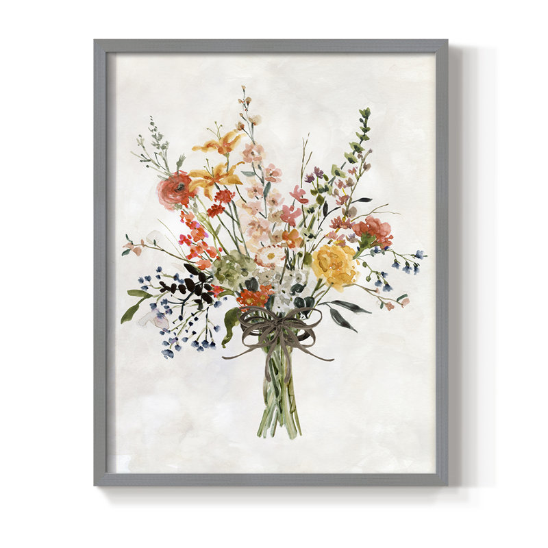 «Favorite Picks Bouquet II», reproduction encadrée - bois massif, Gris, H 21 po x l 17 po