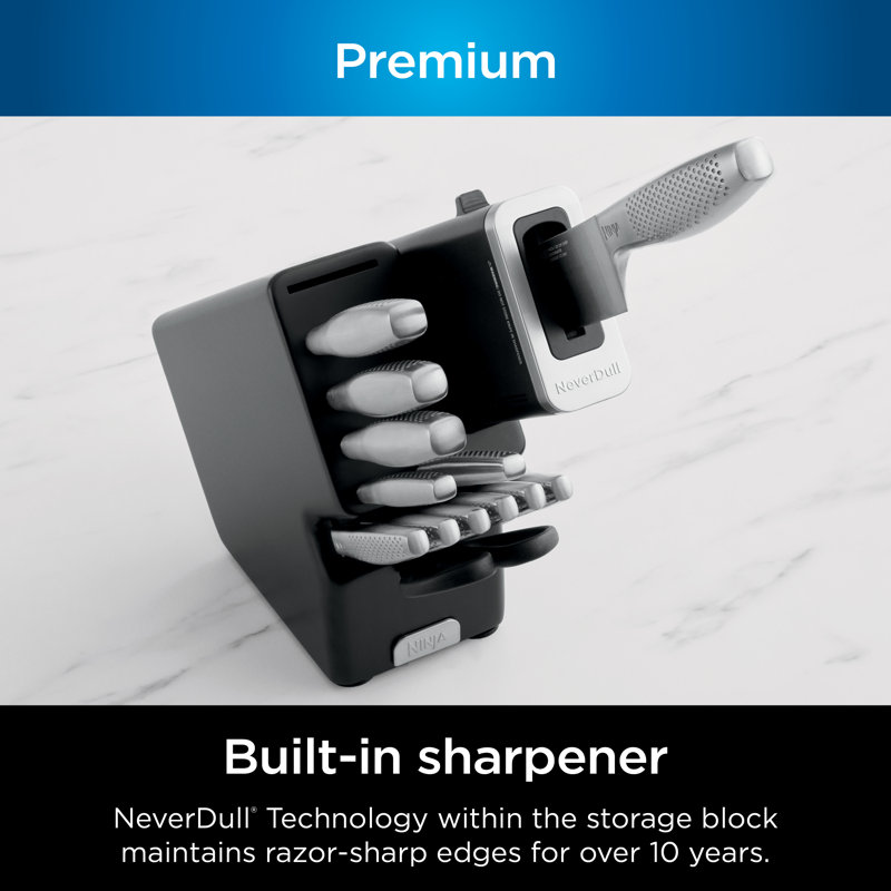 Ninja 14-Piece Stainless Steel Knife Block Set with Built-in Sharpener