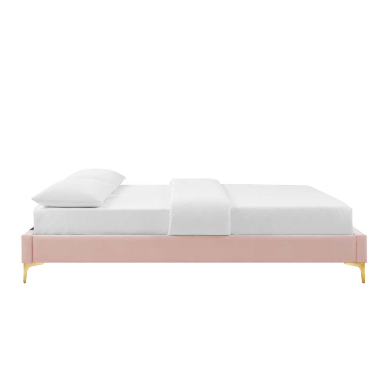 Sutton Performance Velvet Bed Frame, Pink, Full