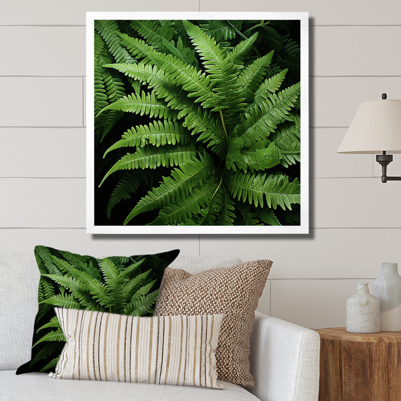 «Green Fern Forest Beauty I - Ferns», art mural, Silver Picture Framed, H 30 po x l 30 po x P 1,5 po
