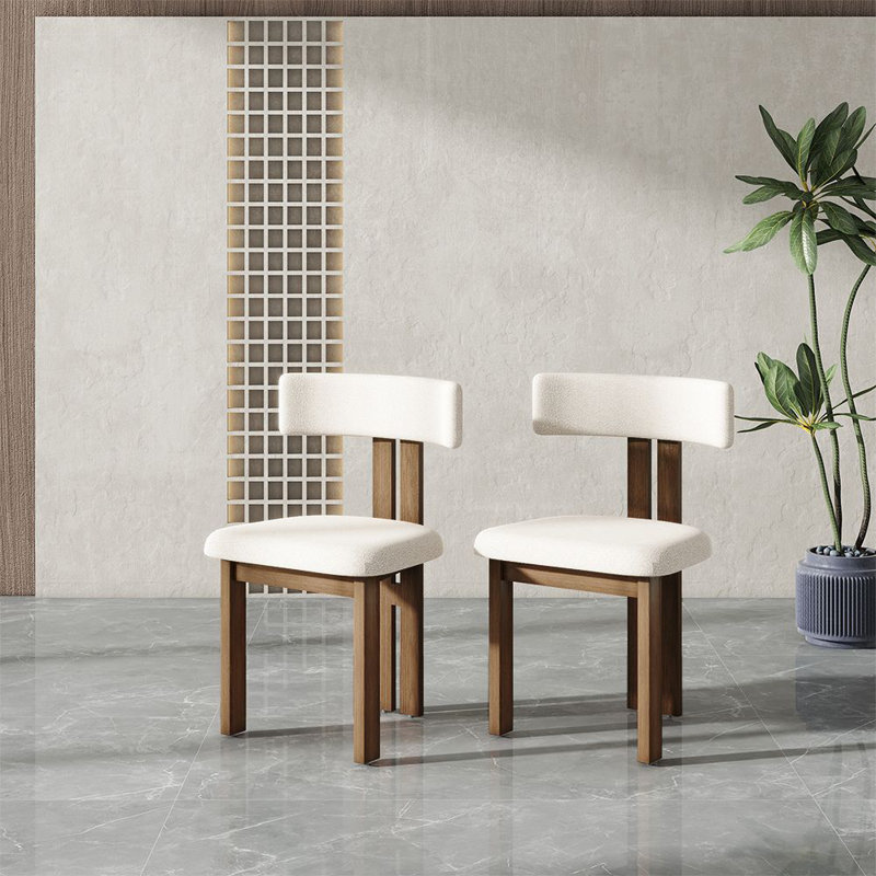 Mid-Centur Fully Assembled Solid Wood Dining Chairs,White & Walnut Side Chairs