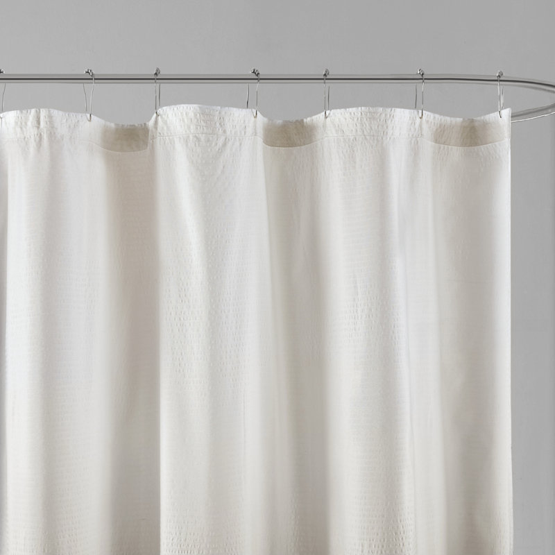 Taupe Ombre Seersucker Fabric Shower Curtain