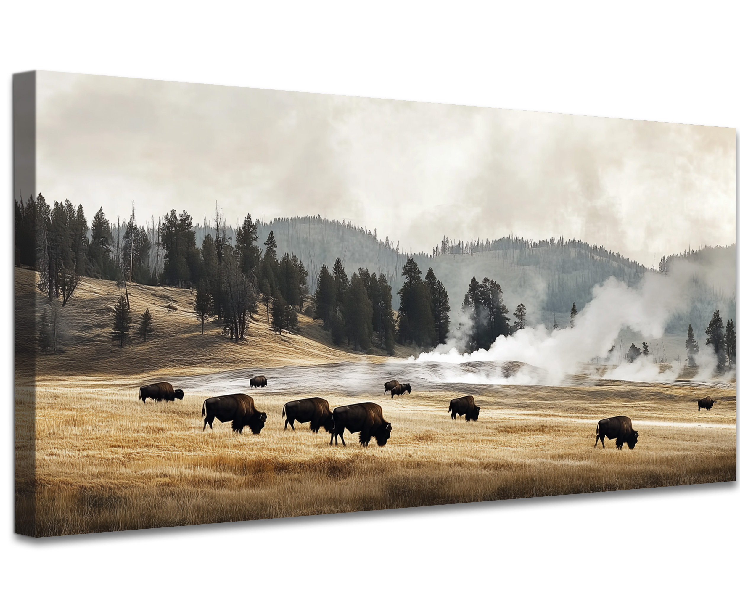 The Holiday Aisle® Large Bison Wall Artwork - Buffalo Canvas Wall Art ...