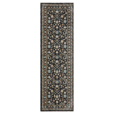 Caia Traditional Floral Border Blue/ Multi Area Rug