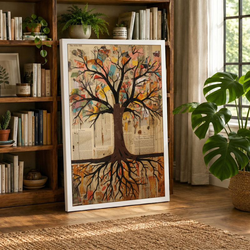 Rooted Growth Botanical 1 Piece Wrapped Canvas Wall Art, 18x12 - 45.7 x 30.5 cm, Black Border