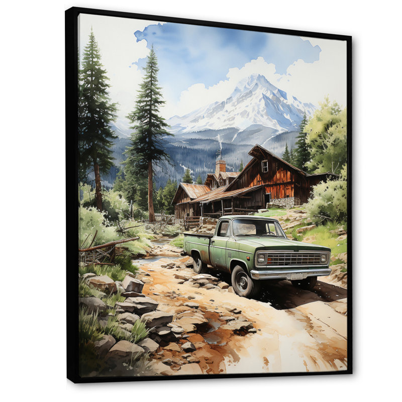 Arroliga Pickup Truck Retreat - impression, H 20 po x l 12 po x P 1 po, Cadre flottant noir