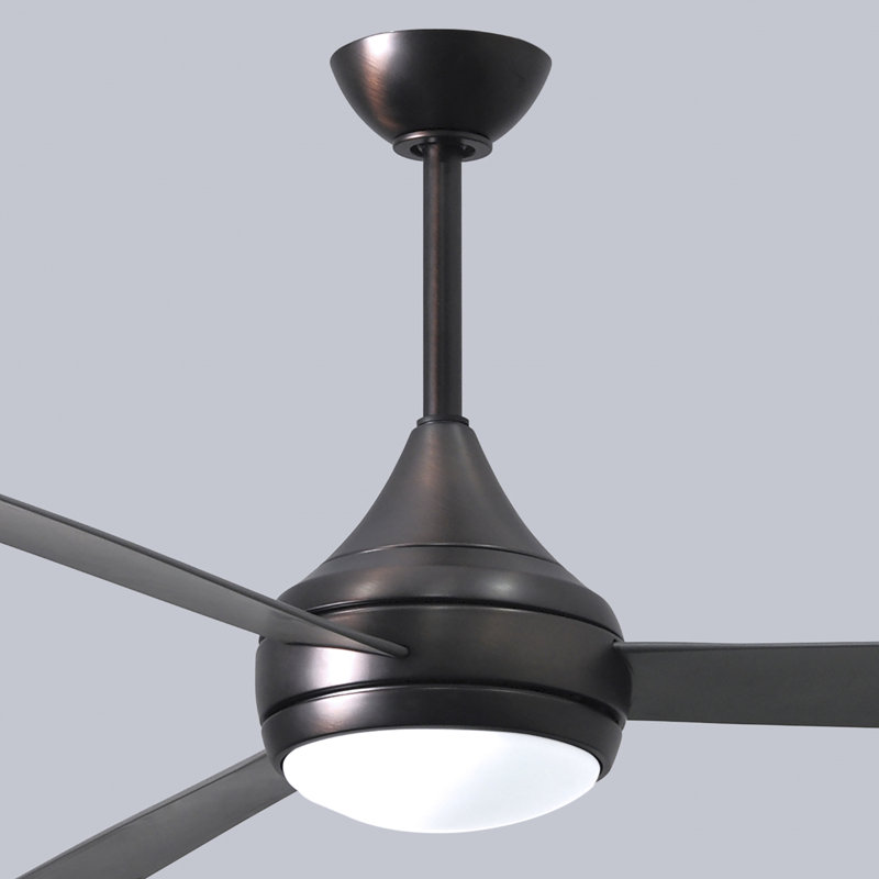 Donaire LED Outdoor Downrod Ceiling Fan, Brushed Bronze, Brushed Stainless