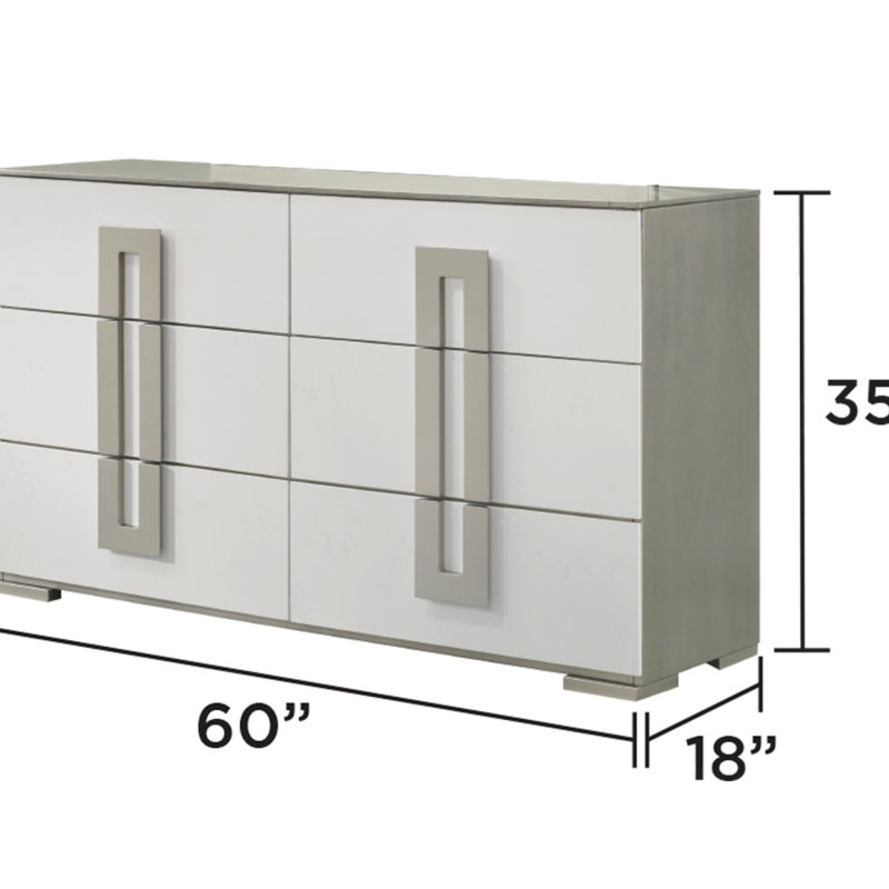 Commode à 6 tiroirs de style contemporain en bois