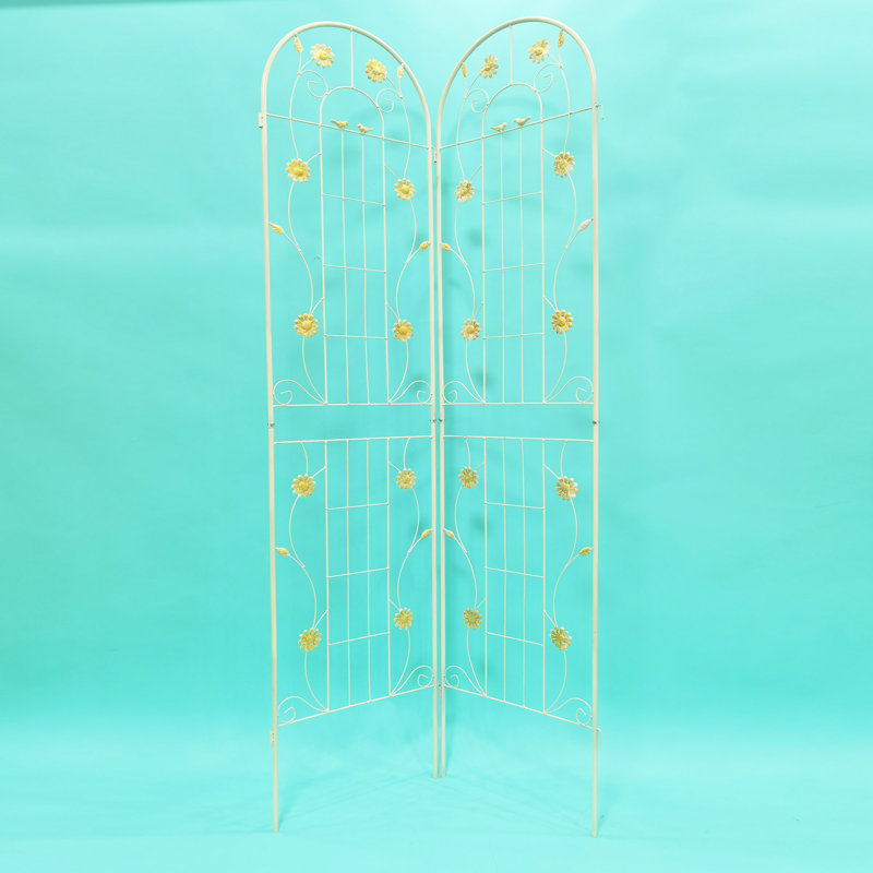 Treillis de jardin en métal antirouille 86,7 po x 19,7 po blanc crème, pour, aide au soutien des plantes d'extérieur, blanc facile à installer 86,7 po x 19,7 po, haricots rouille, assemblage simple de fleurs