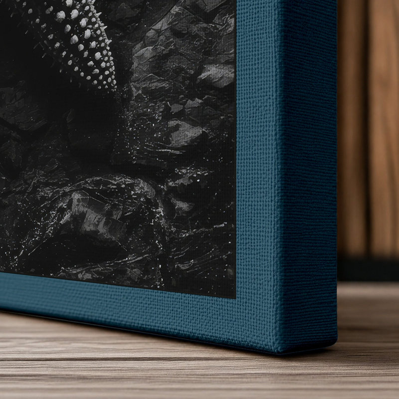 Starfish on Stone Minimalist - Wrapped Canvas, 18x12 - 45.7 x 30.5 cm, Teal Border